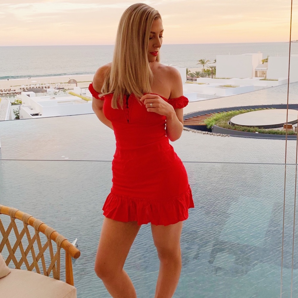 Red mini dress